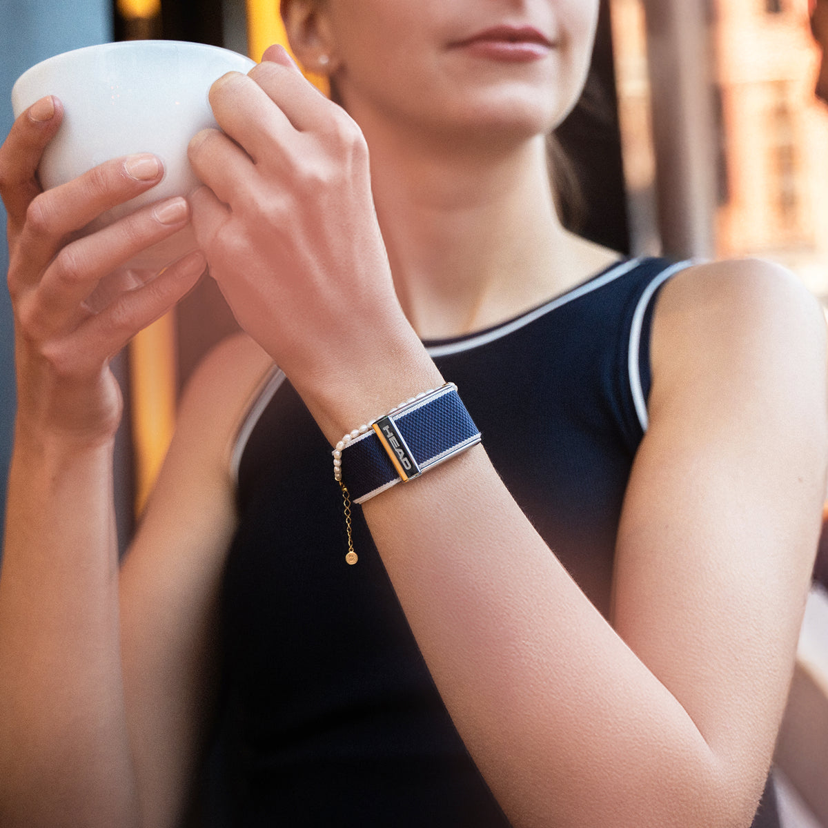 Model wearing earplugs