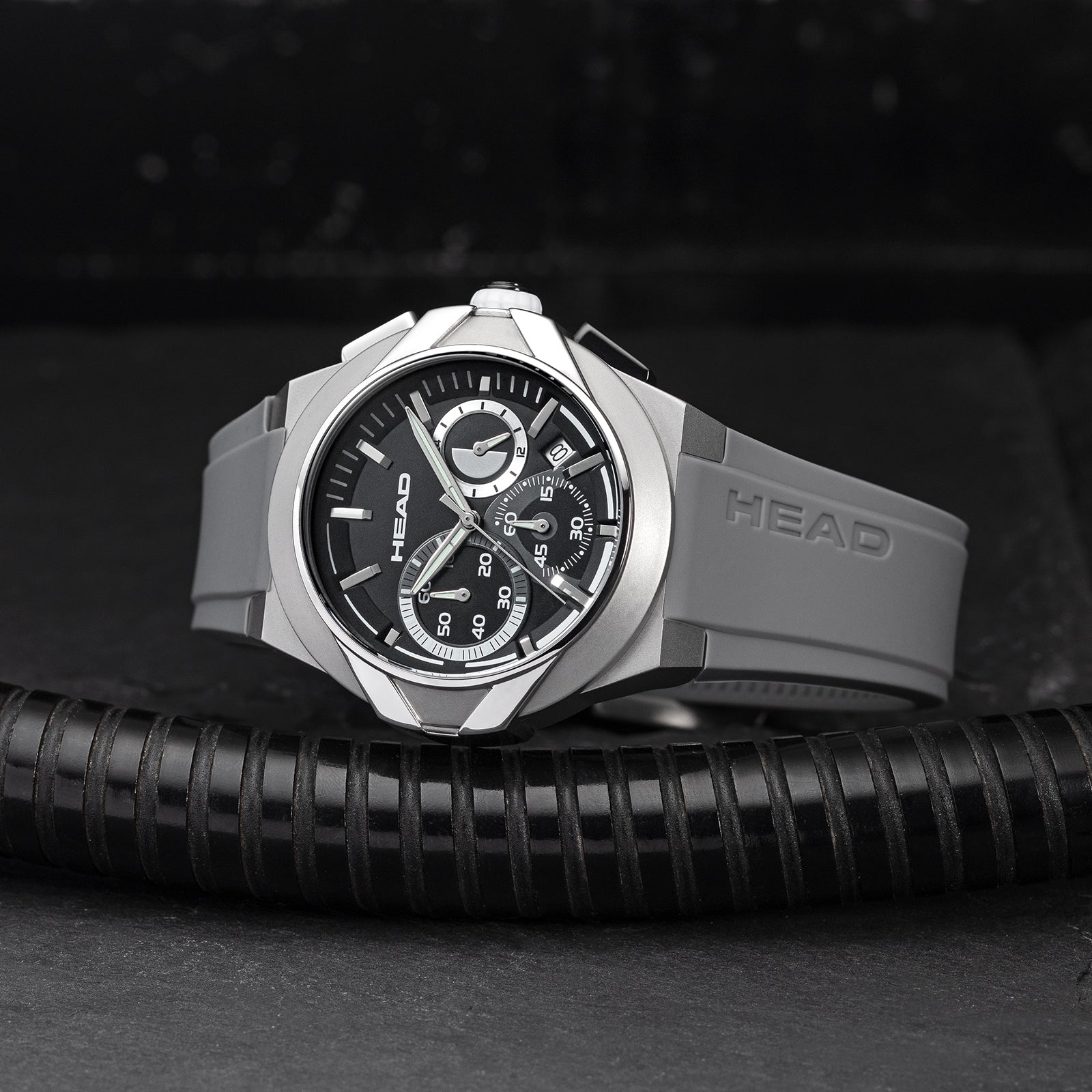 STOCKHOLM 42mm w. grey silicon band